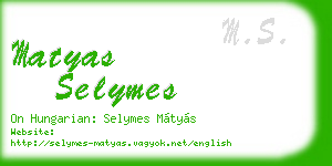 matyas selymes business card